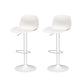 Set of Two White Heavy Duty Plastic and Metal Low Back Adjustable Height Swivel Bar Chairs