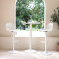 Set of Two White Heavy Duty Plastic and Metal Low Back Adjustable Height Swivel Bar Chairs