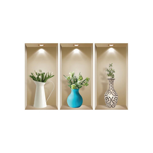 Set of Three Asa Faux Niche 3D Peel and Stick Wall Decals