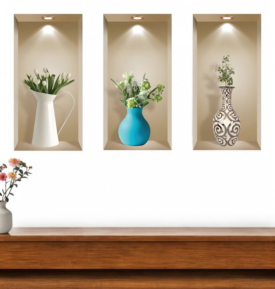 Set of Three Asa Faux Niche 3D Peel and Stick Wall Decals