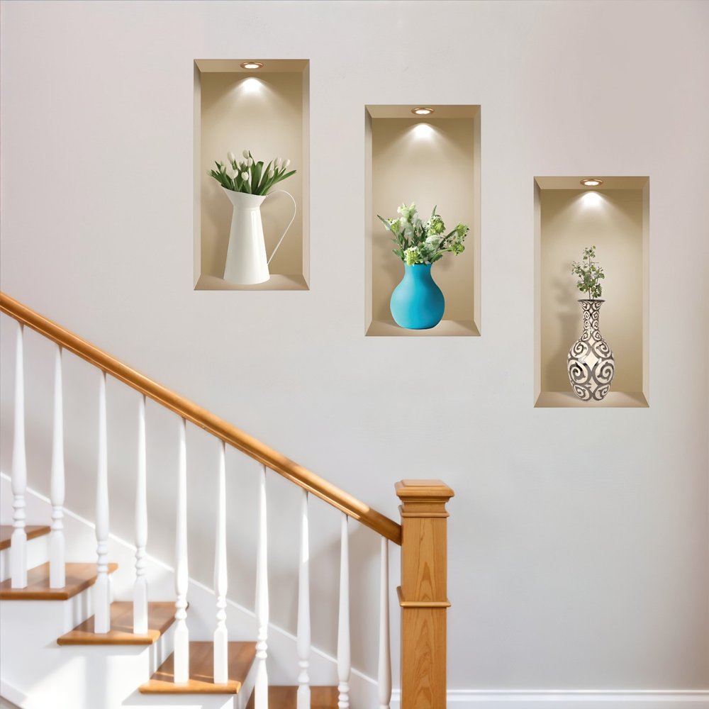 Set of Three Asa Faux Niche 3D Peel and Stick Wall Decals