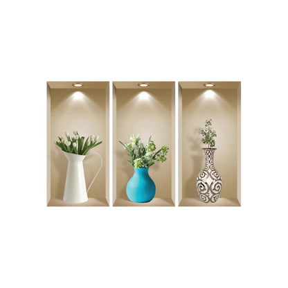 Set of Three Ava Faux Niche 3D Peel and Stick Wall Decals