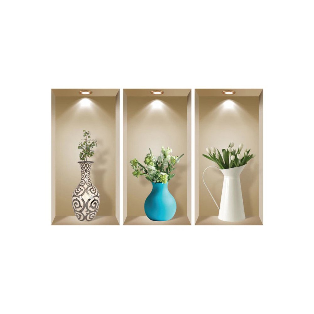Set of Three Ava Faux Niche 3D Peel and Stick Wall Decals