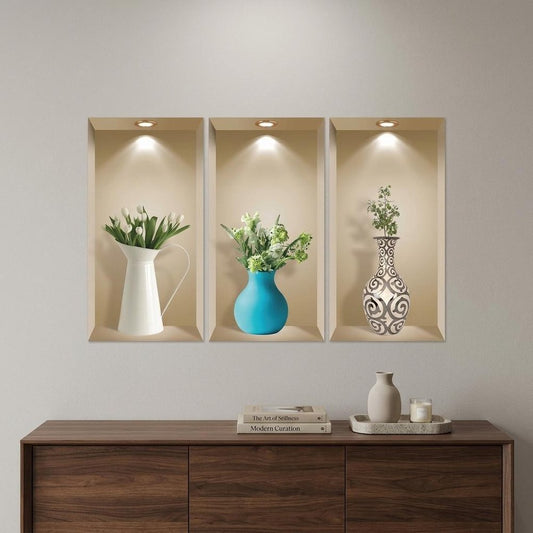 Set of Three Ava Faux Niche 3D Peel and Stick Wall Decals