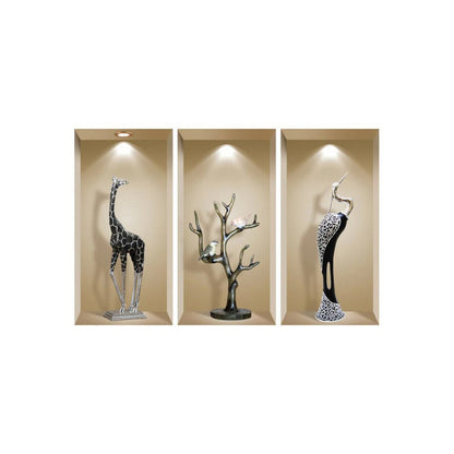 Set of Three Aga Faux Niche 3D Peel and Stick Wall Decals