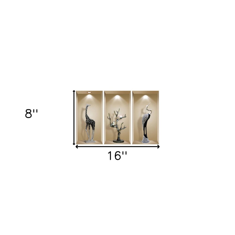 Set of Three Aga Faux Niche 3D Peel and Stick Wall Decals