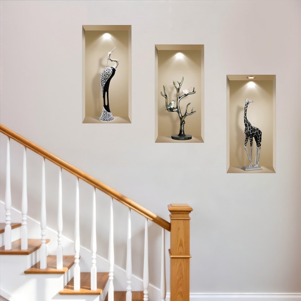 Set of Three Aga Faux Niche 3D Peel and Stick Wall Decals