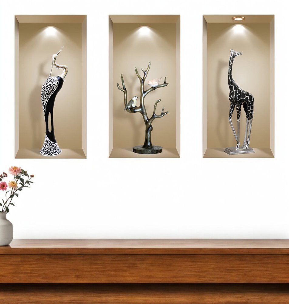 Set of Three Ama Faux Niche 3D Peel and Stick Wall Decals