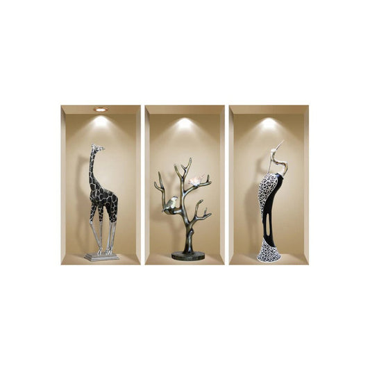 Set of Three Ama Faux Niche 3D Peel and Stick Wall Decals