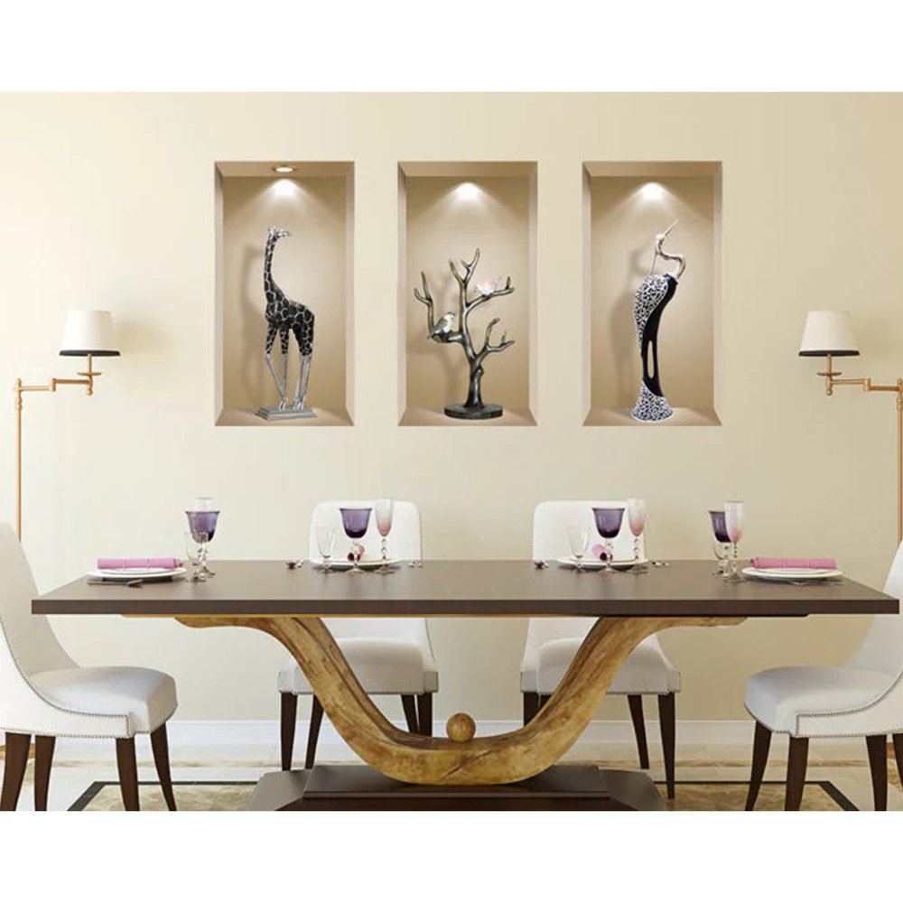 Set of Three Ama Faux Niche 3D Peel and Stick Wall Decals