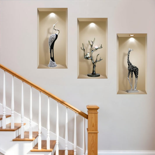 Set of Three Apa Faux Niche 3D Peel and Stick Wall Decals