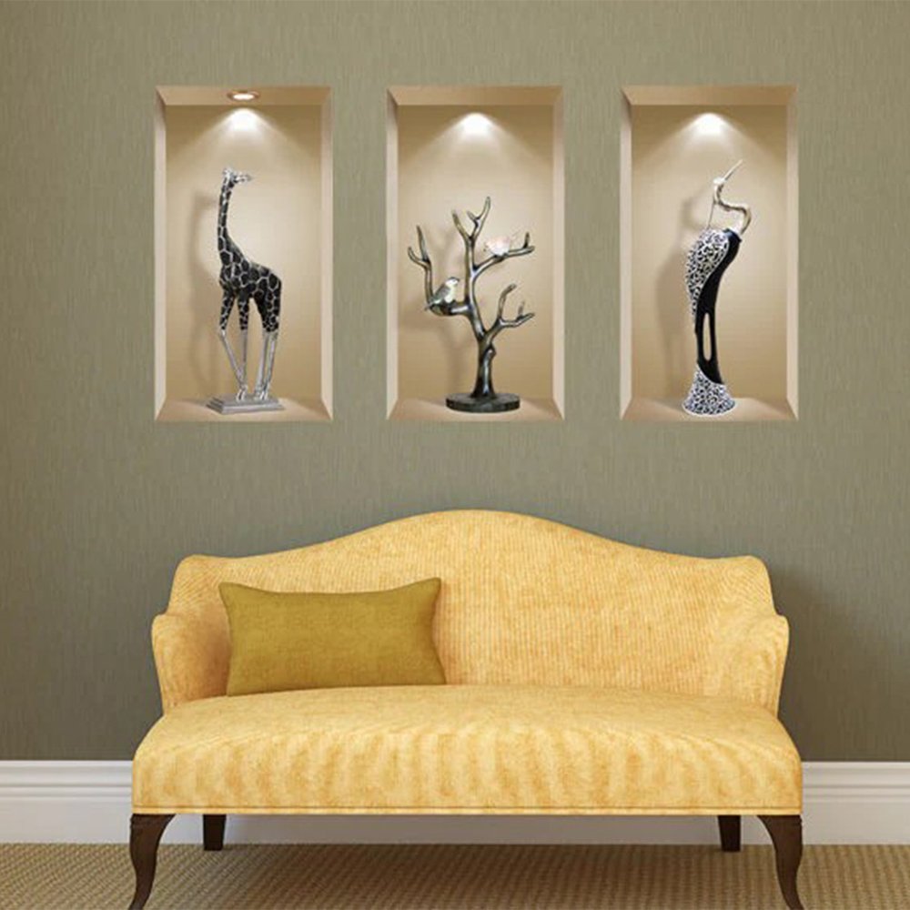 Set of Three Apa Faux Niche 3D Peel and Stick Wall Decals