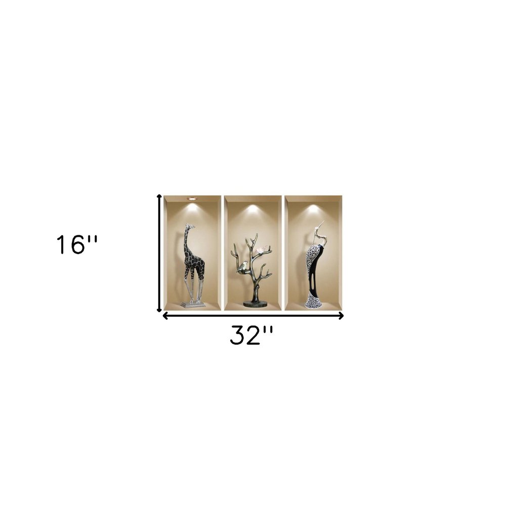 Set of Three Apa Faux Niche 3D Peel and Stick Wall Decals
