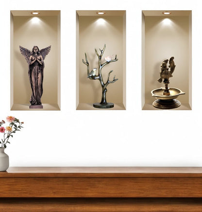 Set of Three Aca Faux Niche 3D Peel and Stick Wall Decals