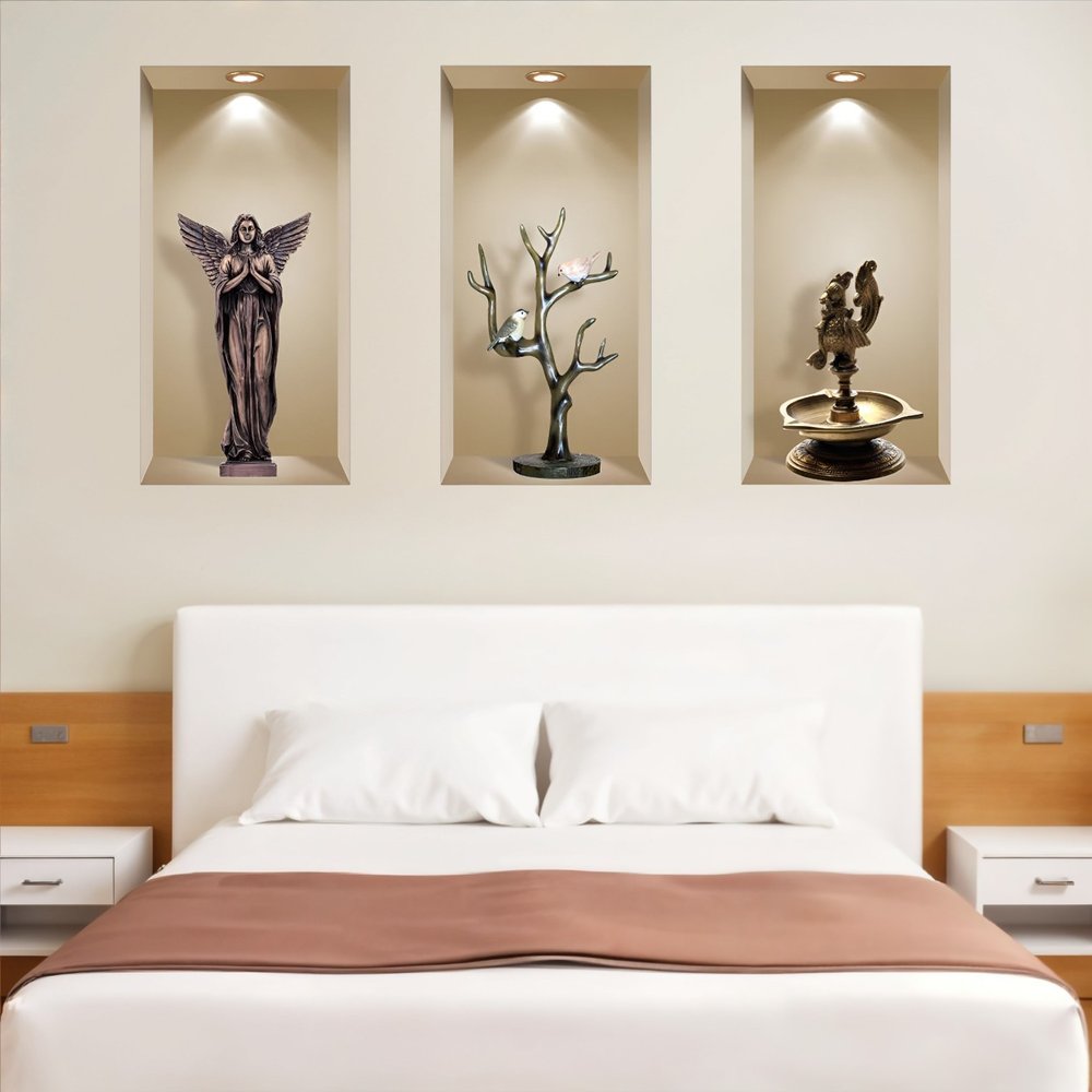 Set of Three Boa Faux Niche 3D Peel and Stick Wall Decals