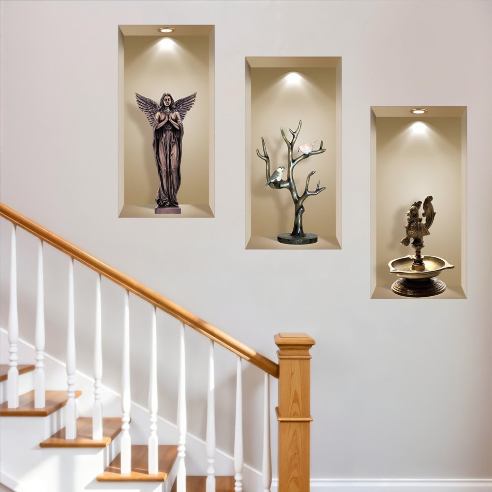 Set of Three Boa Faux Niche 3D Peel and Stick Wall Decals