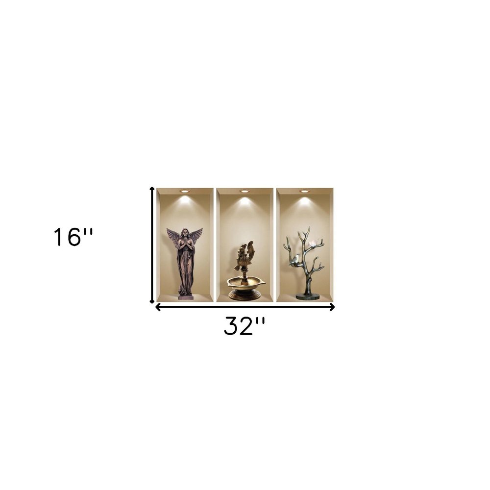 Set of Three Boa Faux Niche 3D Peel and Stick Wall Decals