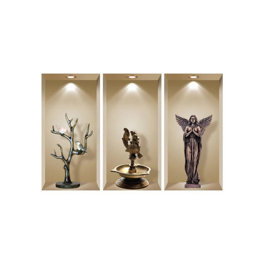 Set of Three Boa Faux Niche 3D Peel and Stick Wall Decals