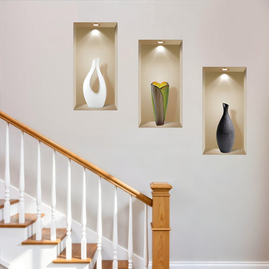 Set of Three Bot Faux Niche 3D Peel and Stick Wall Decals