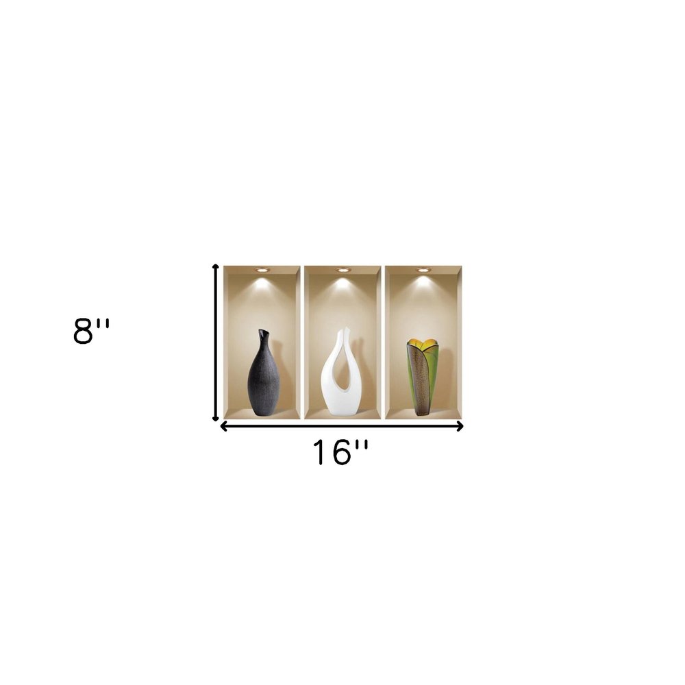 Set of Three Bot Faux Niche 3D Peel and Stick Wall Decals