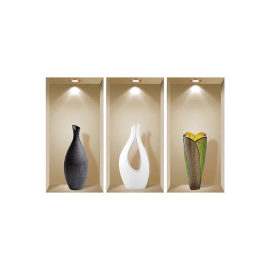 Set of Three Bot Faux Niche 3D Peel and Stick Wall Decals