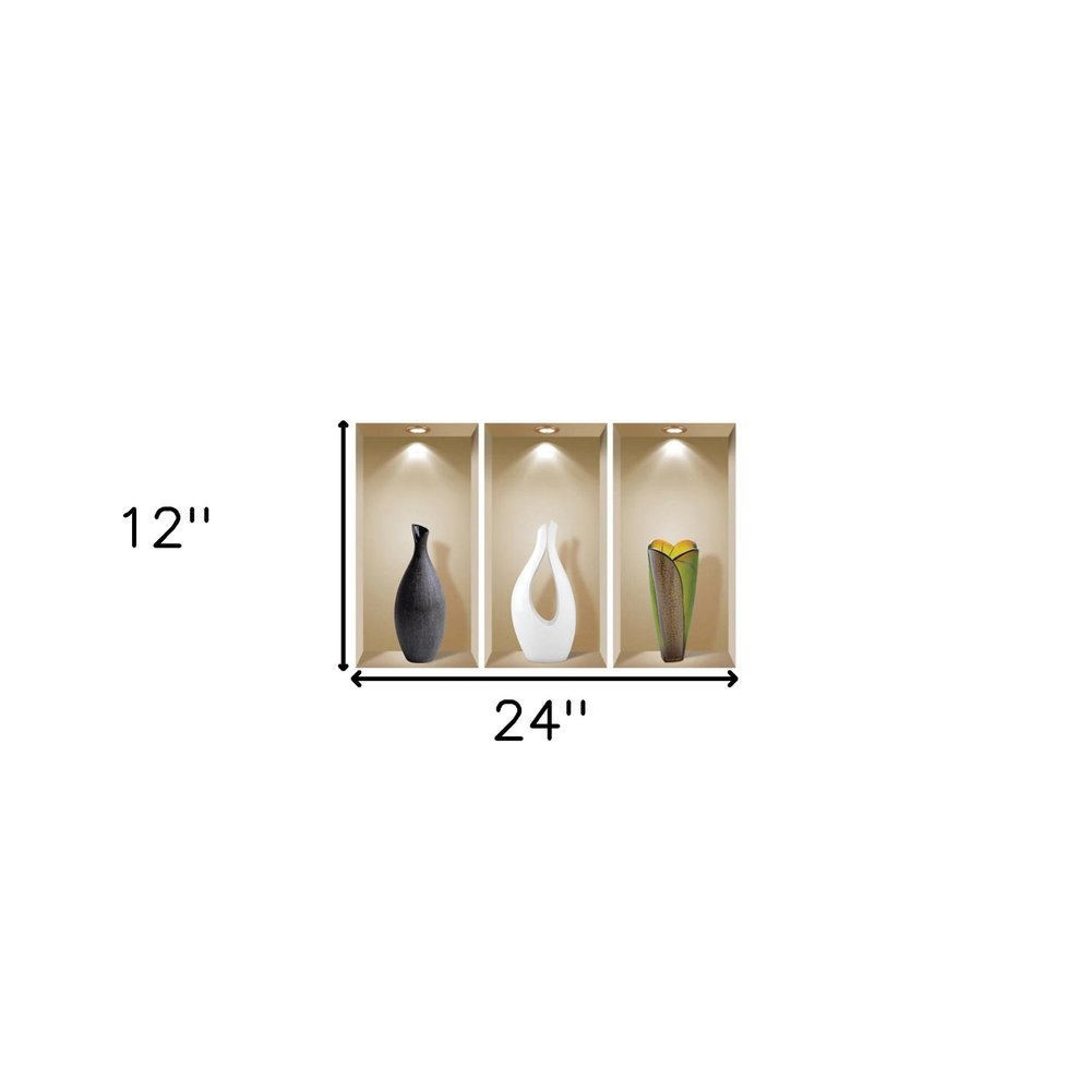Set of Three Bon Faux Niche 3D Peel and Stick Wall Decals