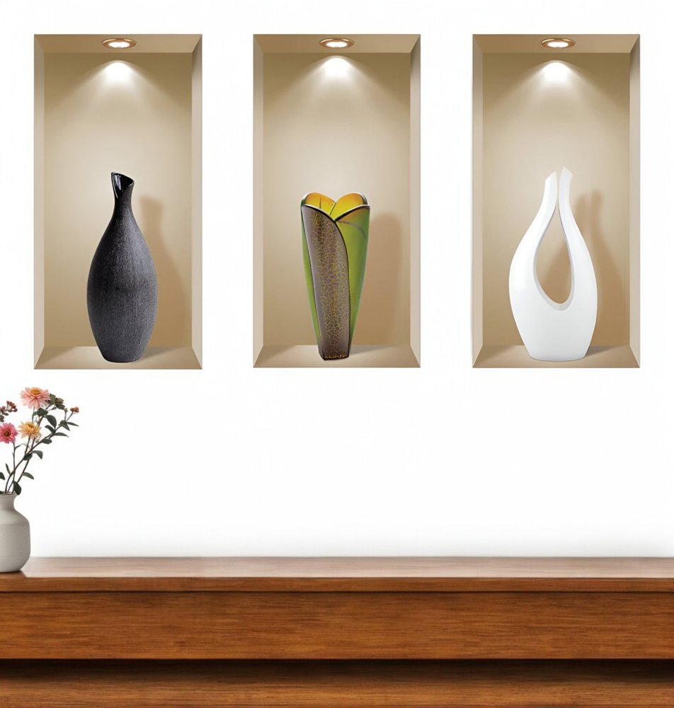 Set of Three Bon Faux Niche 3D Peel and Stick Wall Decals