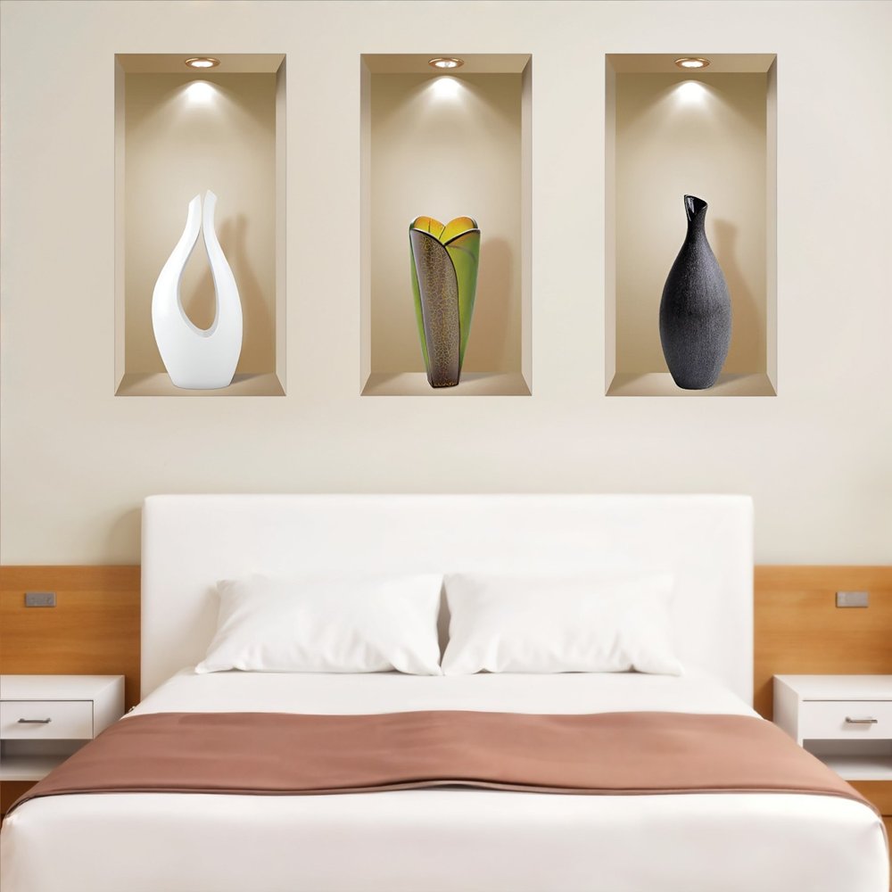 Set of Three Gia Faux Niche 3D Peel and Stick Wall Decals