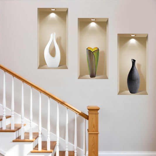 Set of Three Gia Faux Niche 3D Peel and Stick Wall Decals