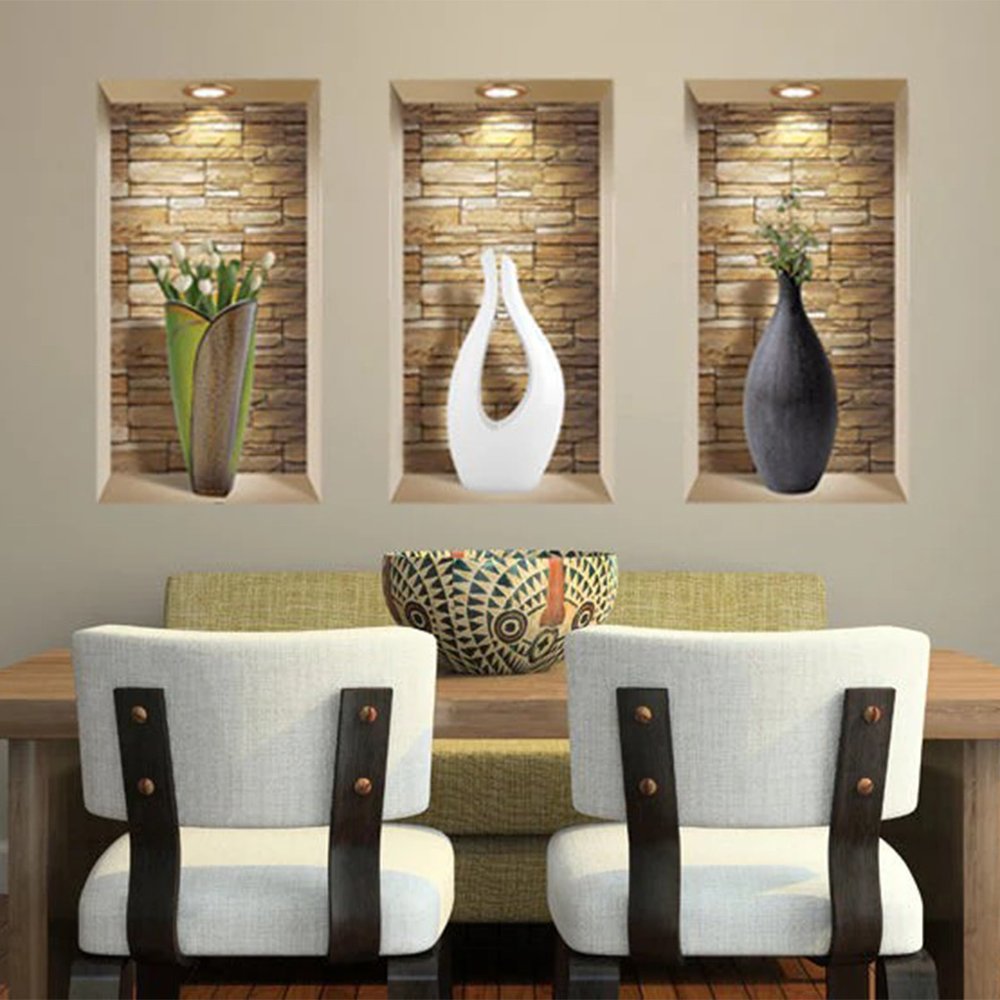 Set of Three Gin Faux Niche 3D Peel and Stick Wall Decals