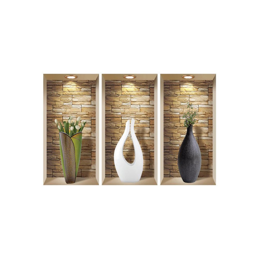 Set of Three Gin Faux Niche 3D Peel and Stick Wall Decals