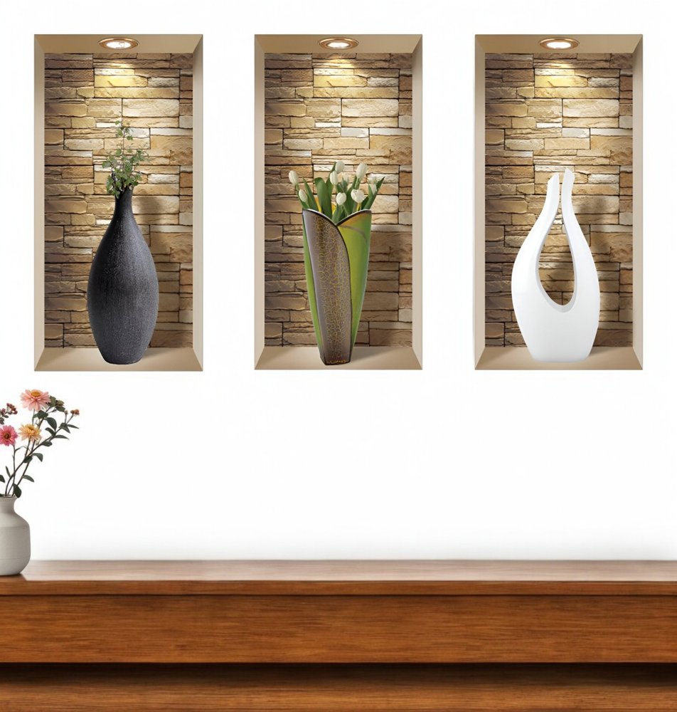 Set of Three Gus Faux Niche 3D Peel and Stick Wall Decals