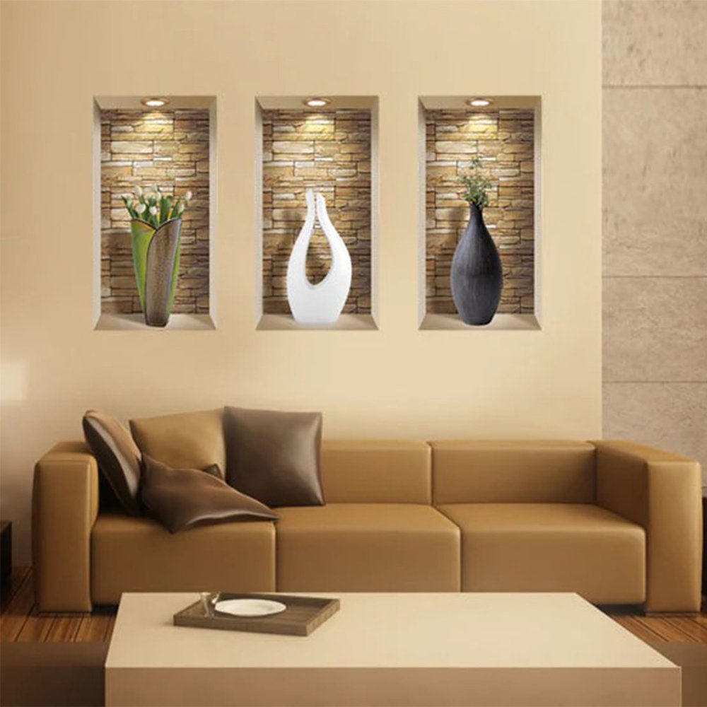 Set of Three Gus Faux Niche 3D Peel and Stick Wall Decals