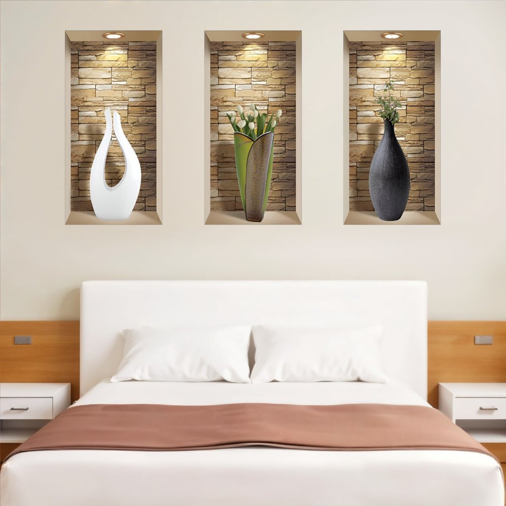 Set of Three Dia Faux Niche 3D Peel and Stick Wall Decals