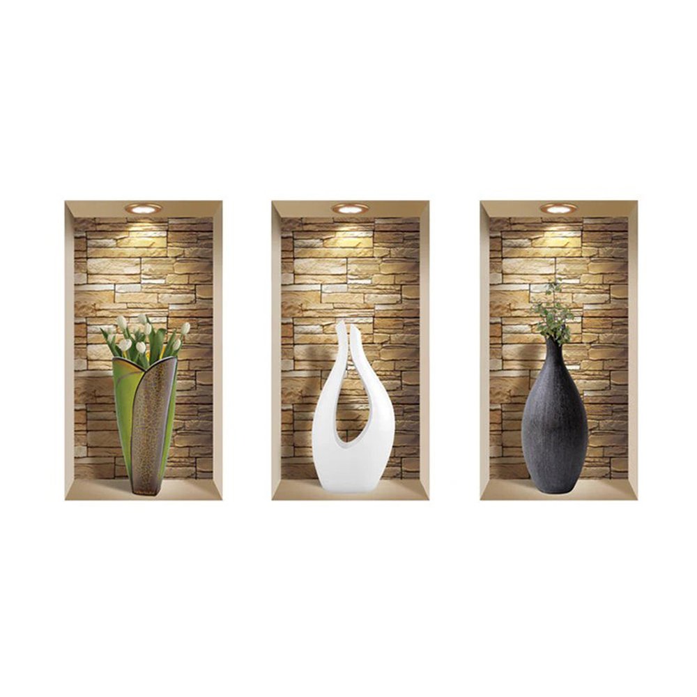 Set of Three Dia Faux Niche 3D Peel and Stick Wall Decals