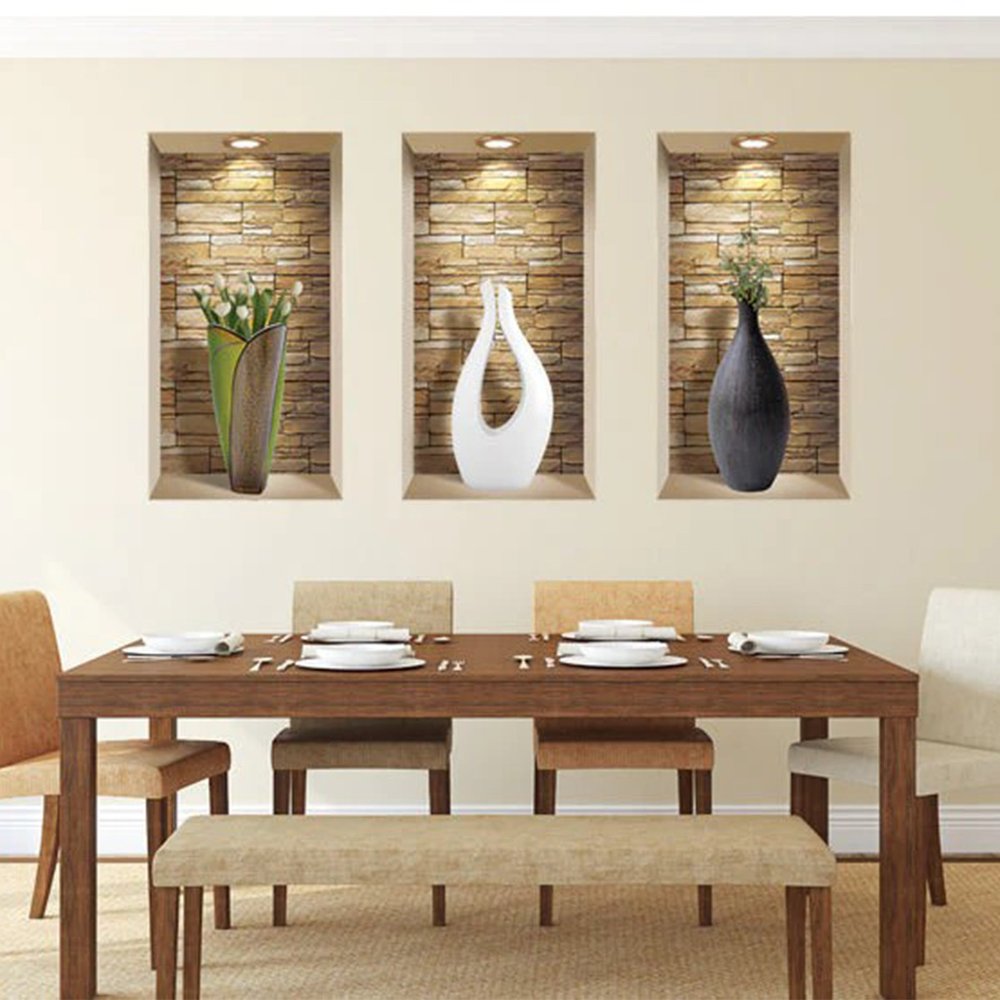 Set of Three Dia Faux Niche 3D Peel and Stick Wall Decals