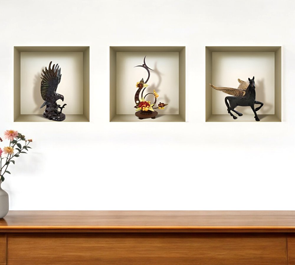 Set of Three Gil Faux Niche 3D Peel and Stick Wall Decals