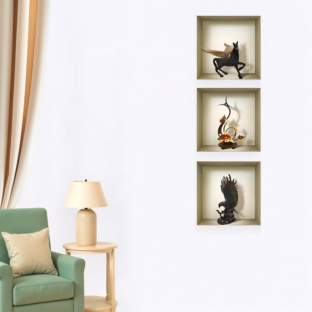 Set of Three Gil Faux Niche 3D Peel and Stick Wall Decals