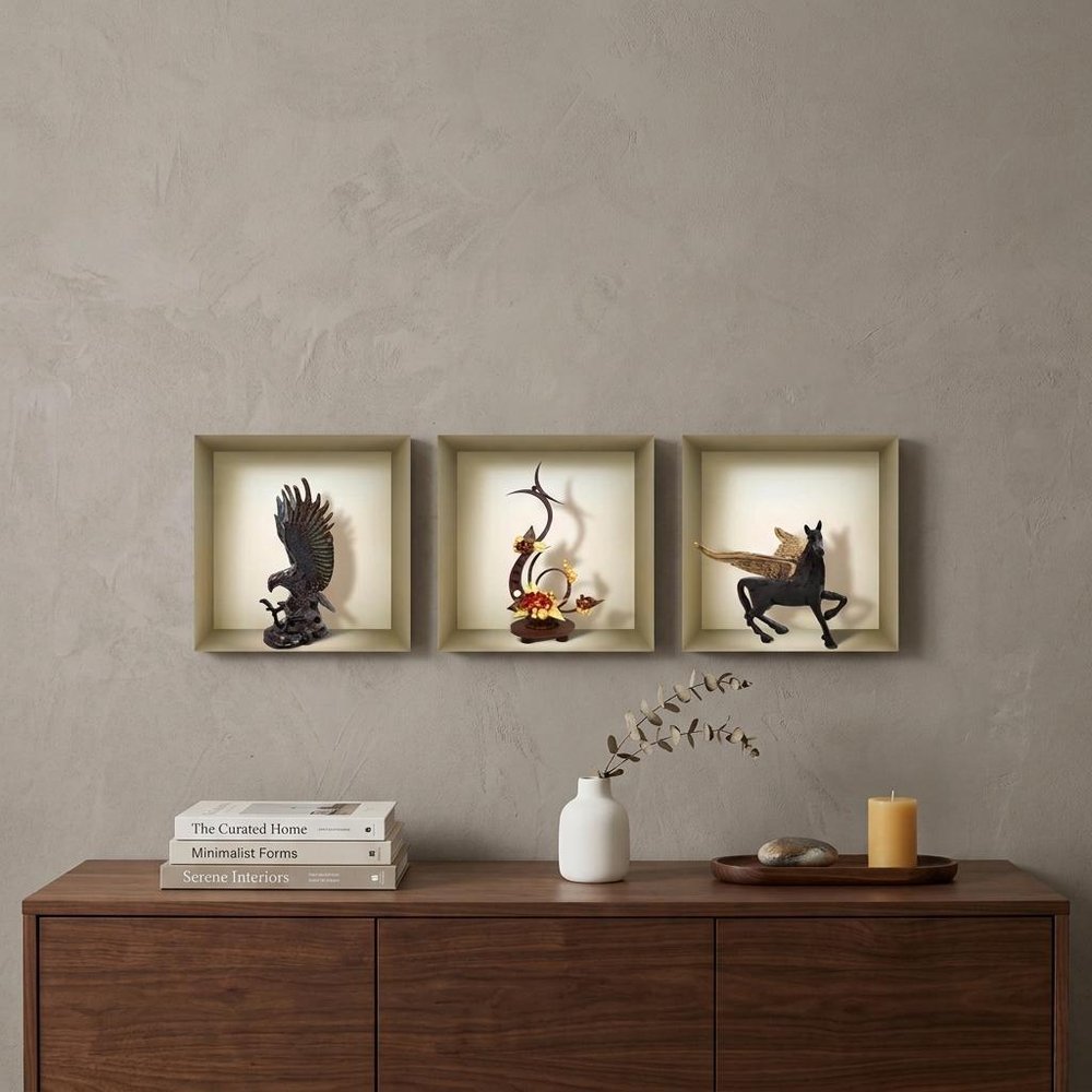 Set of Three Gil Faux Niche 3D Peel and Stick Wall Decals