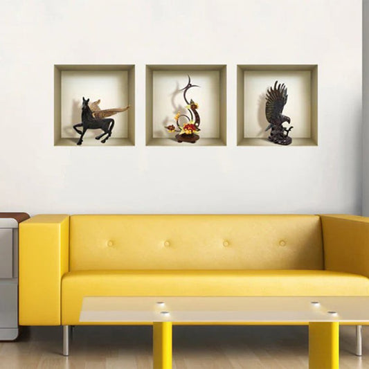 Set of Three Gil Faux Niche 3D Peel and Stick Wall Decals