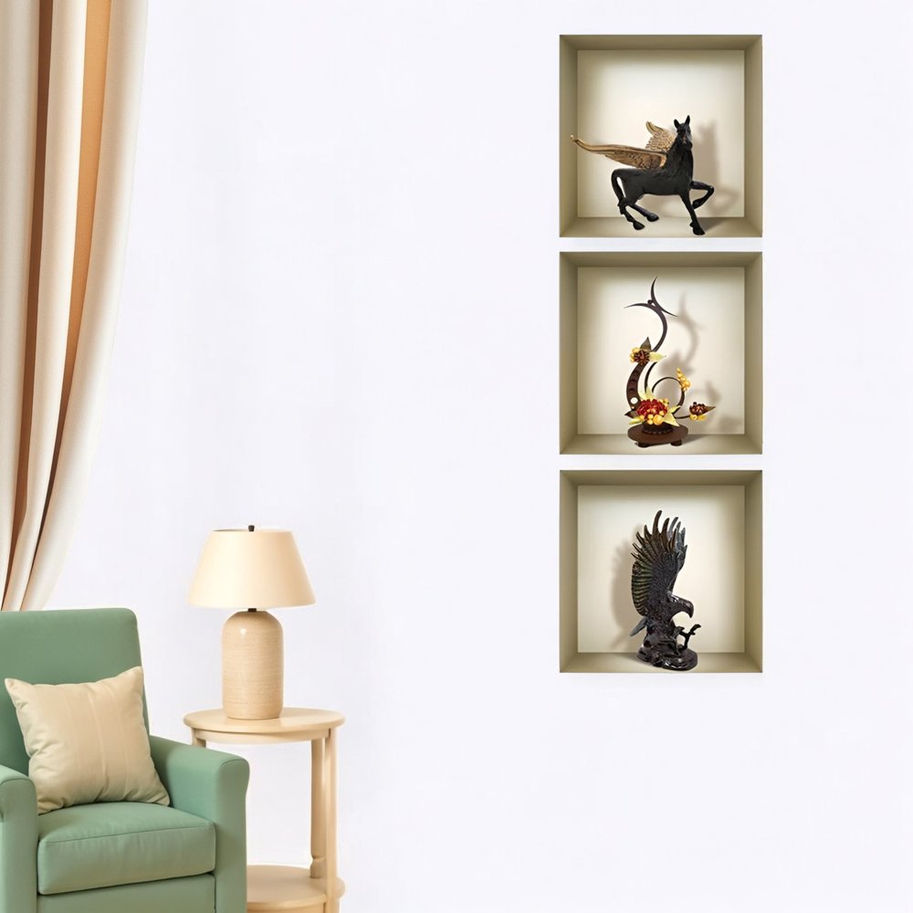 Set of Three Hag Faux Niche 3D Peel and Stick Wall Decals