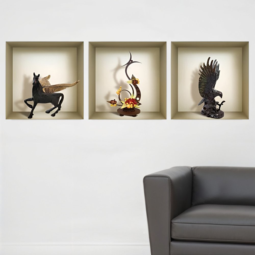 Set of Three Lia Faux Niche 3D Peel and Stick Wall Decals