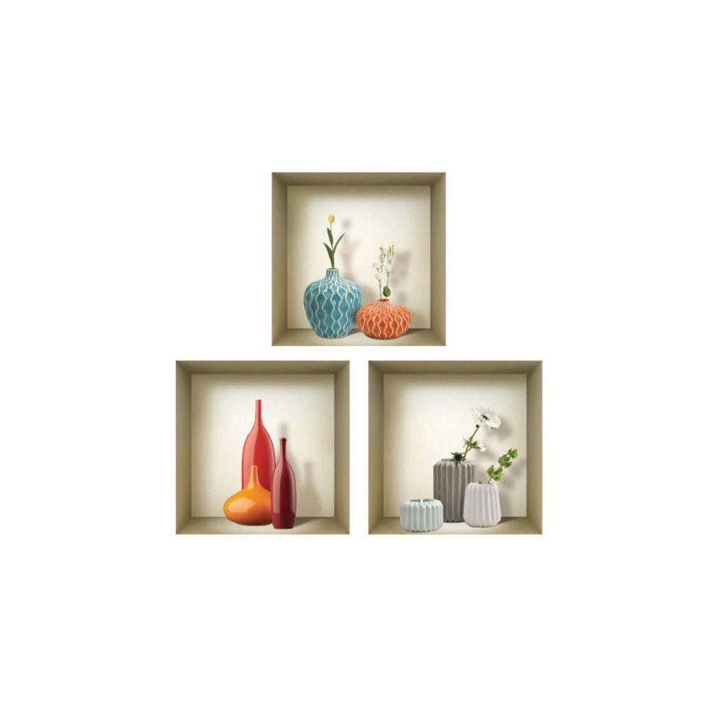 Set of Three Lin Faux Niche 3D Peel and Stick Wall Decals