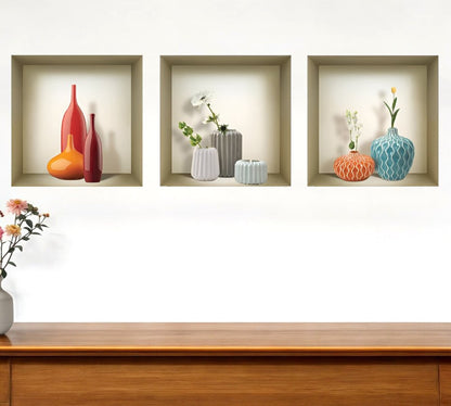 Set of Three Len Faux Niche 3D Peel and Stick Wall Decals