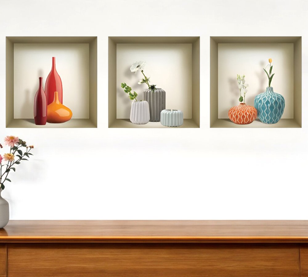 Set of Three Liv Faux Niche 3D Peel and Stick Wall Decals