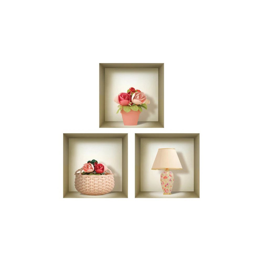 Set of Three Lil Faux Niche 3D Peel and Stick Wall Decals