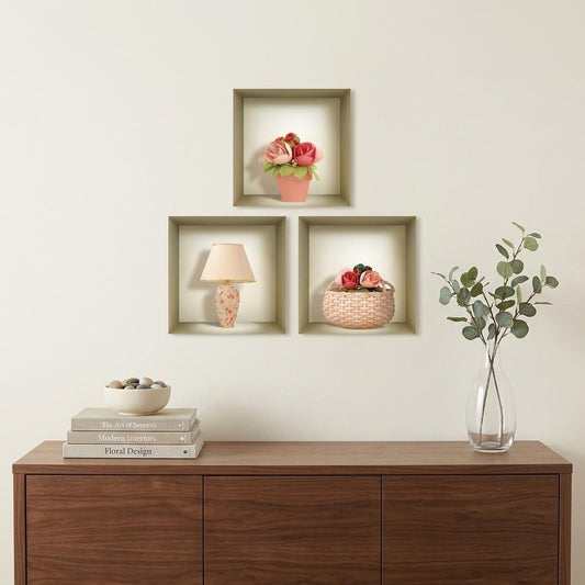 Set of Three Lil Faux Niche 3D Peel and Stick Wall Decals