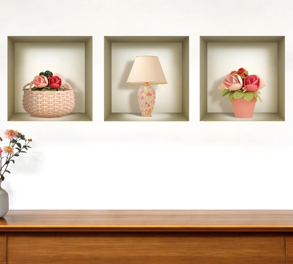 Set of Three Leo Faux Niche 3D Peel and Stick Wall Decals