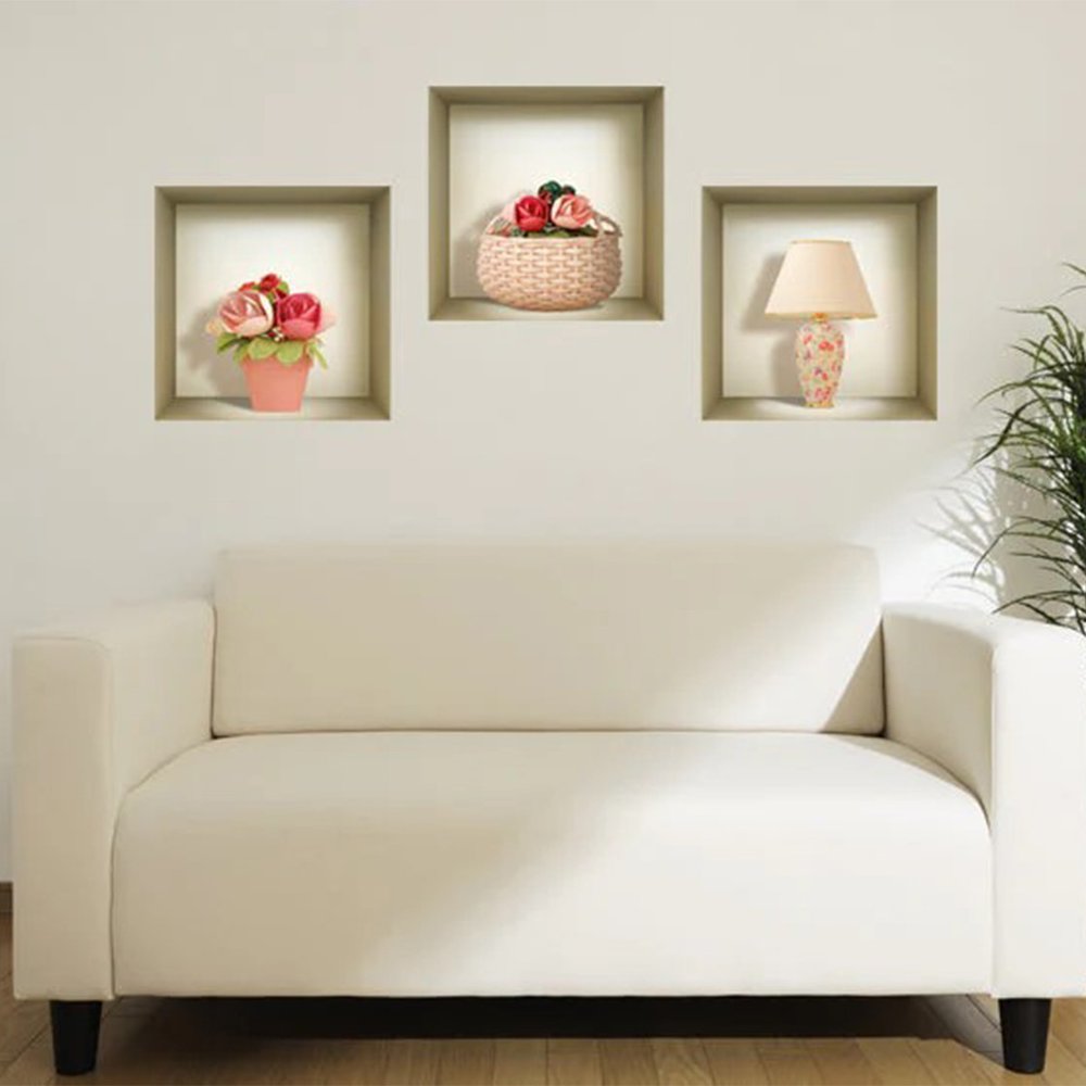 Set of Three Kai Faux Niche 3D Peel and Stick Wall Decals