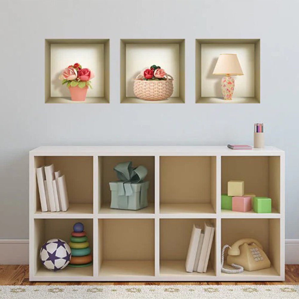 Set of Three Kai Faux Niche 3D Peel and Stick Wall Decals